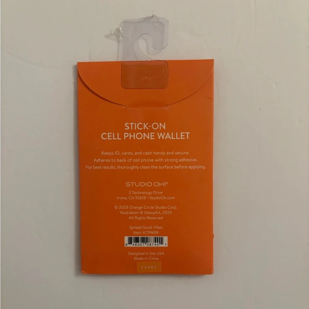 Studio Oh Stick On Cell Phone Wallet Good Vibes Eye Rainbow Orange Green NWT